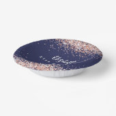 Verjaardag marineblauw roos gouden confetti papieren kommen (Gebogen)