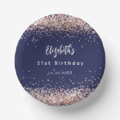 Verjaardag marineblauw roos gouden confetti papieren kommen (Voorkant)