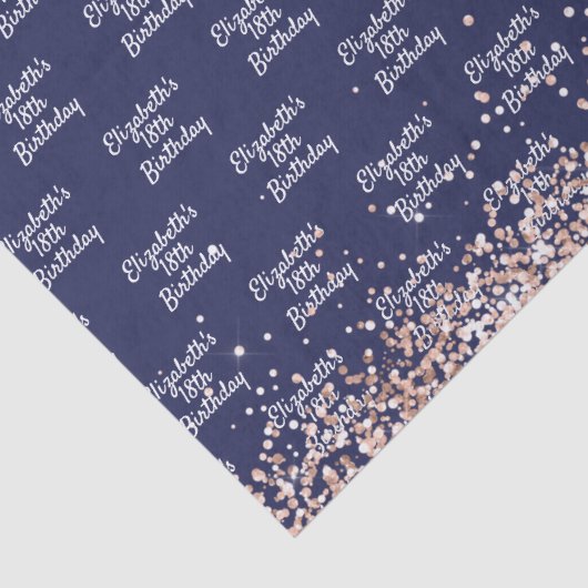 Verjaardag marineblauw roos gouden naam elegant tissuepapier (Detail)