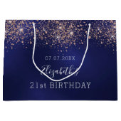 Verjaardag marineblauw roos gouden sprankelende ba groot cadeauzakje (Voorkant)