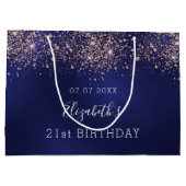 Verjaardag marineblauw roos gouden sprankelende ba groot cadeauzakje (Achterkant)