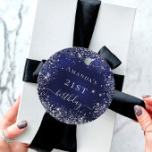 Verjaardag marineblauw zilver bedankt bedankjes labels