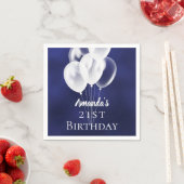 Verjaardag marineblauwe witte ballonnen servet (Insitu)