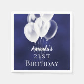 Verjaardag marineblauwe witte ballonnen servet (Voorkant)