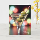Verjaardag Martini met drie olijven Kaart (Gele Bloem)
