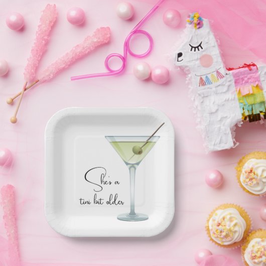 Verjaardag Martini op wit Papieren Bordje (Feest)