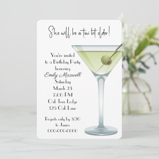 Verjaardag Martini Party op wit Kaart (Staand voorkant)