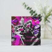 Verjaardag Masquerade Party Ball Black Silver Pink Kaart (Staand voorkant)