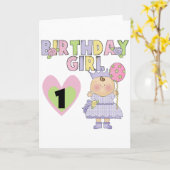 Verjaardag Meisje 1e Verjaardag T-shirts en gesche Kaart (Gele Bloem)