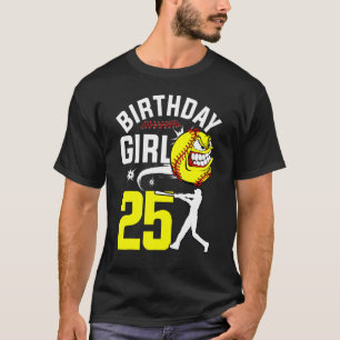 Verjaardag Meisje 25 Jaar Oud Softbal Speler Thema T-shirt