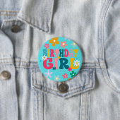 Verjaardag Meisje 3" grote ronde Button 7,6 Cm (In situ)