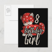 Verjaardag Meisje 8e Verjaardag Feest Uitnodiging Briefkaart (Voorkant / Achterkant)