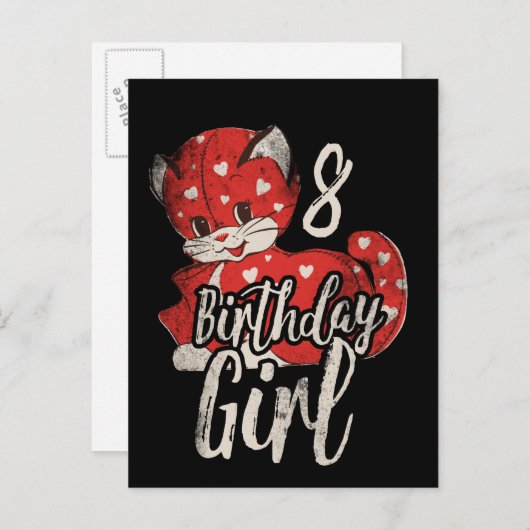 Verjaardag Meisje 8e Verjaardag Feest Uitnodiging Briefkaart (Voorkant / Achterkant)