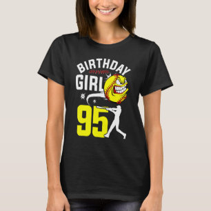 Verjaardag Meisje 95 Jaar Oud Softbal Speler Thema T-shirt
