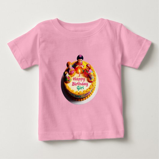 Verjaardag Meisje" Baby Fijne Jersey T-Shirt met (Voorkant)
