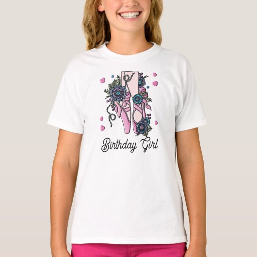 Verjaardag Meisje Ballet Schoenen T-shirt (Voorkant)