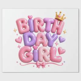 Verjaardag Meisje Ballon Letters PNG | Schattige R Cadeaupapier