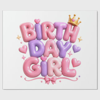 Verjaardag Meisje Ballon Letters PNG | Schattige R Cadeaupapier