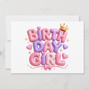 Verjaardag Meisje Ballon Letters PNG   Schattige R Kaart