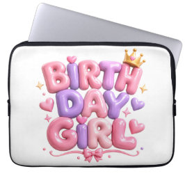 Verjaardag Meisje Ballon Letters PNG | Schattige R Laptop Sleeve