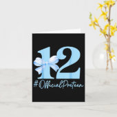 Verjaardag Meisje Blauwe Coquette Bow 12 jaar oude Kaart (Gele Bloem)