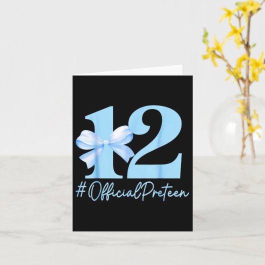 Verjaardag Meisje Blauwe Coquette Bow 12 jaar oude Kaart (Gele Bloem)