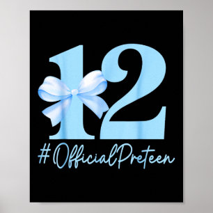 Verjaardag Meisje Blauwe Coquette Bow 12 jaar oude Poster