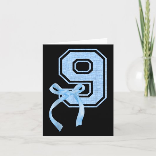 Verjaardag Meisje Blauwe Coquette Bow 9 jaar oude  Kaart (Voorkant)
