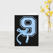 Verjaardag Meisje Blauwe Coquette Bow 9 jaar oude  Kaart (Gele Bloem)