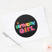 Verjaardag Meisje Brieven Ronde Sticker (Envelop)