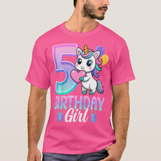 Verjaardag Meisje Eenhoorn 5 Jaar Oud 5e Verjaarda T-shirt