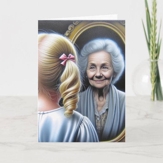 Verjaardag Meisje en Oude Dame Kaart (Voorkant)