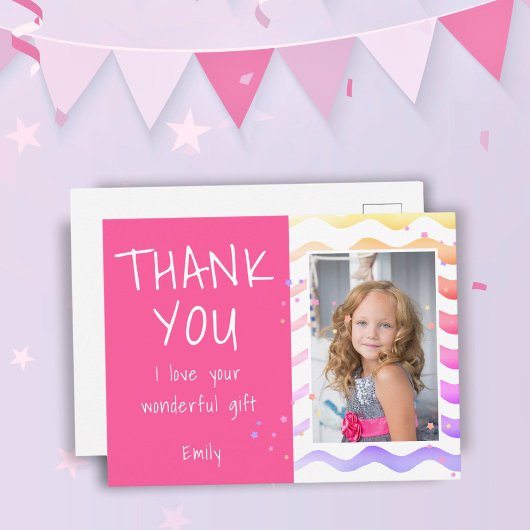 Verjaardag Meisje Foto Dank u Briefkaart