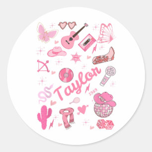 Verjaardag Meisje Groovy Taylor Voornaam Personali Ronde Sticker