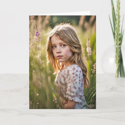 Verjaardag Meisje In Zomer Meadow Kaart (Voorkant)