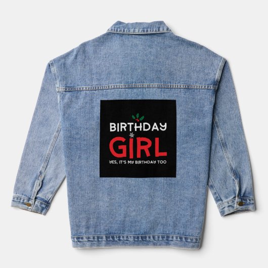 Verjaardag Meisje Kerstmis B Dag Denim Jacket (Achterkant)