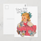 VERJAARDAG MEISJE KITTENS | Ansichtkaart Briefkaart (Voorkant / Achterkant)