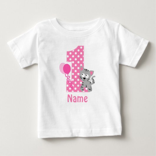 Verjaardag Meisje Kitty Cat Pink Gepersonaliseerd  (Voorkant)