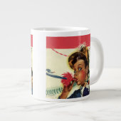 verjaardag, meisje met geluidsmaker grote koffiekop (Voorkant rechts)