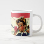 verjaardag, meisje met geluidsmaker grote koffiekop (Rechts)