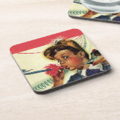  verjaardag, meisje met geluidsmaker onderzetter (Linkerzijde)