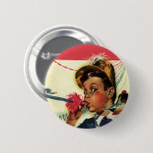  verjaardag, meisje met geluidsmaker ronde button 5,7 cm (Voorkant /achterkant)