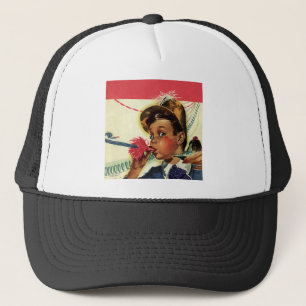  verjaardag, meisje met geluidsmaker trucker pet