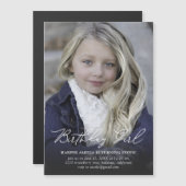 Verjaardag Meisje Moderne kalligrafie Verjaardag Magnetische Uitnodiging (Voorkant / Achterkant)