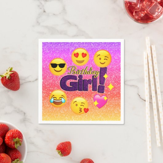 Verjaardag Meisje Ombre Emoji Papier Party Servett Servetten (Insitu)