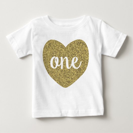 Verjaardag Meisje One Gold Faux Glitter Shirt (Voorkant)