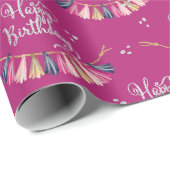 Verjaardag Meisje patroon Cadeaupapier (Rol Hoek)