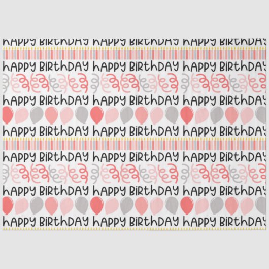 Verjaardag Meisje Patroon Tissue Papier (Voorkant)