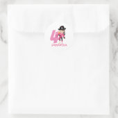 Verjaardag MEISJE Pirate Ronde Sticker (Tas)