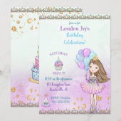 Verjaardag Meisje Prinses Cupcake Ballonnen Lavend Kaart (Voorkant / Achterkant)